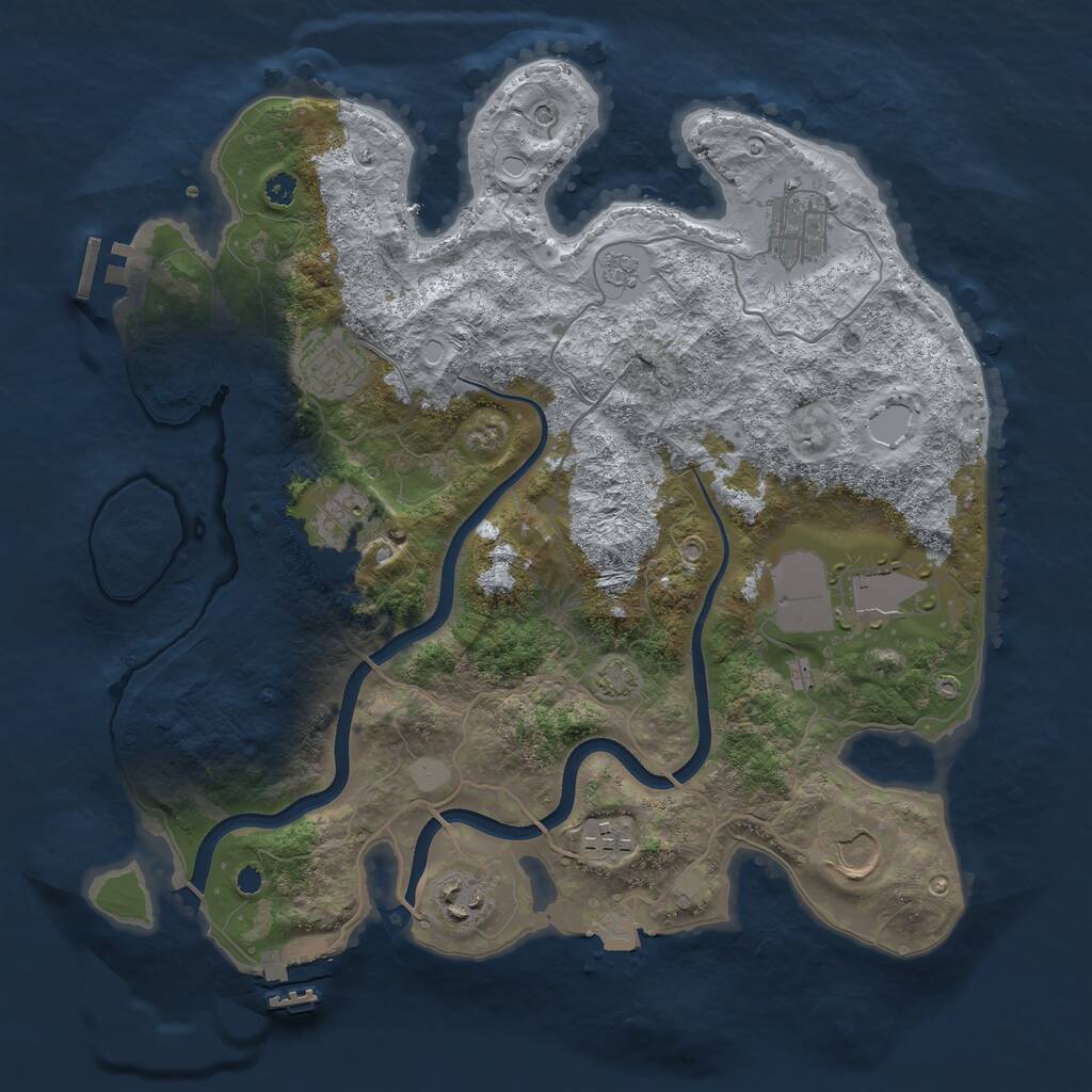 Rust Map: Procedural Map, Size: 3500, Seed: 34316096, 13 Monuments
