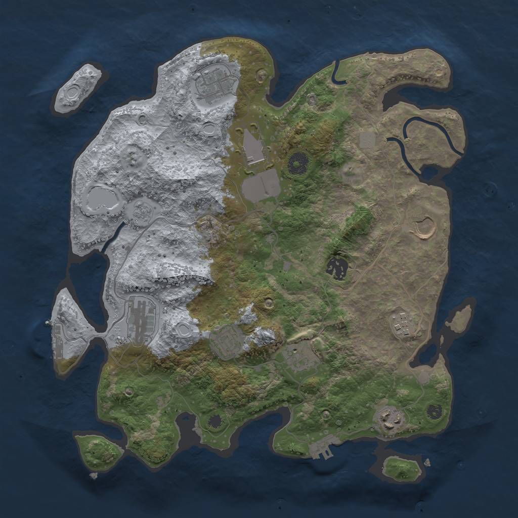 Rust Map: Procedural Map, Size: 3500, Seed: 1337148869, 17 Monuments