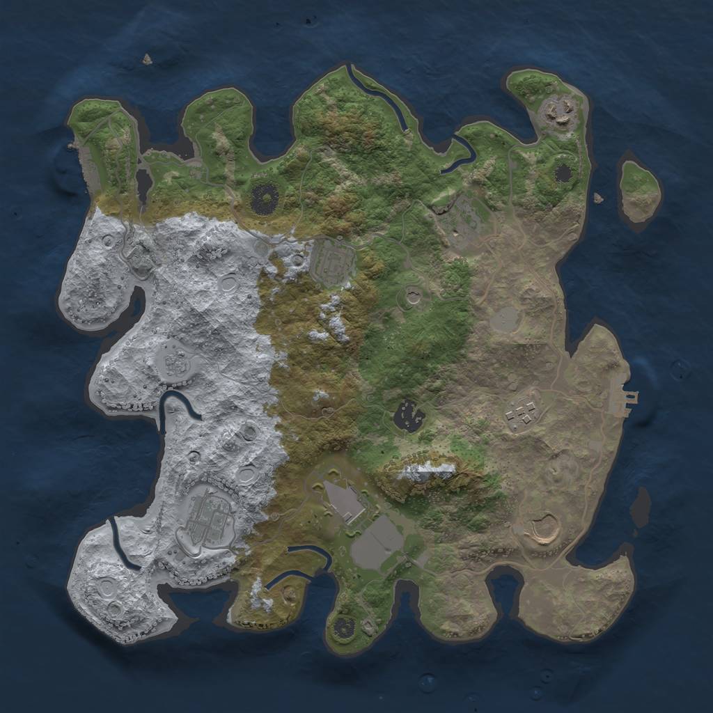Rust Map: Procedural Map, Size: 3500, Seed: 63371646, 17 Monuments