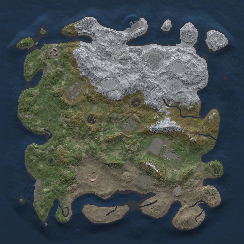Rust Map: Procedural Map, Size: 3950, Seed: 1568255489, 18 Monuments
