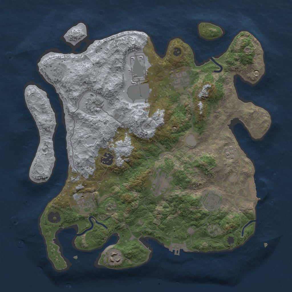 Rust Map: Procedural Map, Size: 3500, Seed: 6638, 18 Monuments