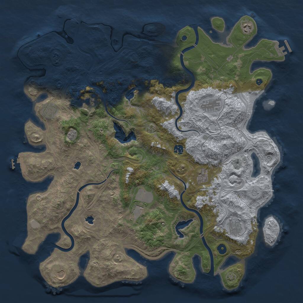 Rust Map: Procedural Map, Size: 4680, Seed: 100000, 16 Monuments