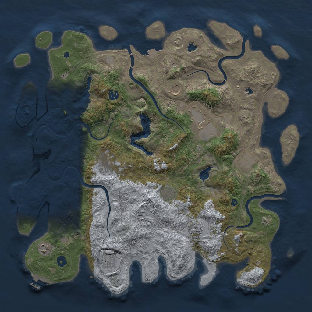 Rust Map: Procedural Map, Size: 4500, Seed: 2085778393, 16 Monuments