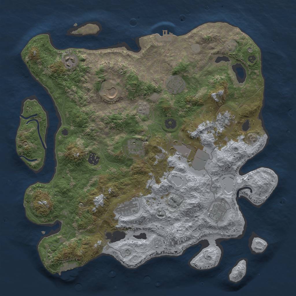 Rust Map: Procedural Map, Size: 3900, Seed: 1427323131, 19 Monuments