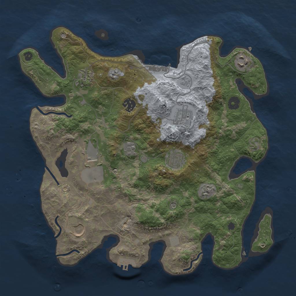 Rust Map: Procedural Map, Size: 3500, Seed: 48842985, 17 Monuments