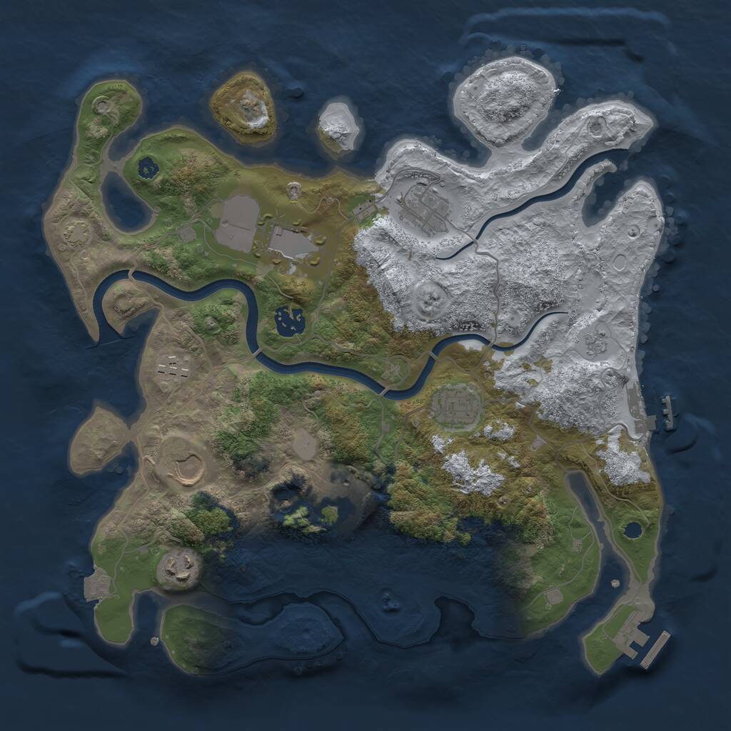 Rust Map: Procedural Map, Size: 3500, Seed: 892138596, 14 Monuments