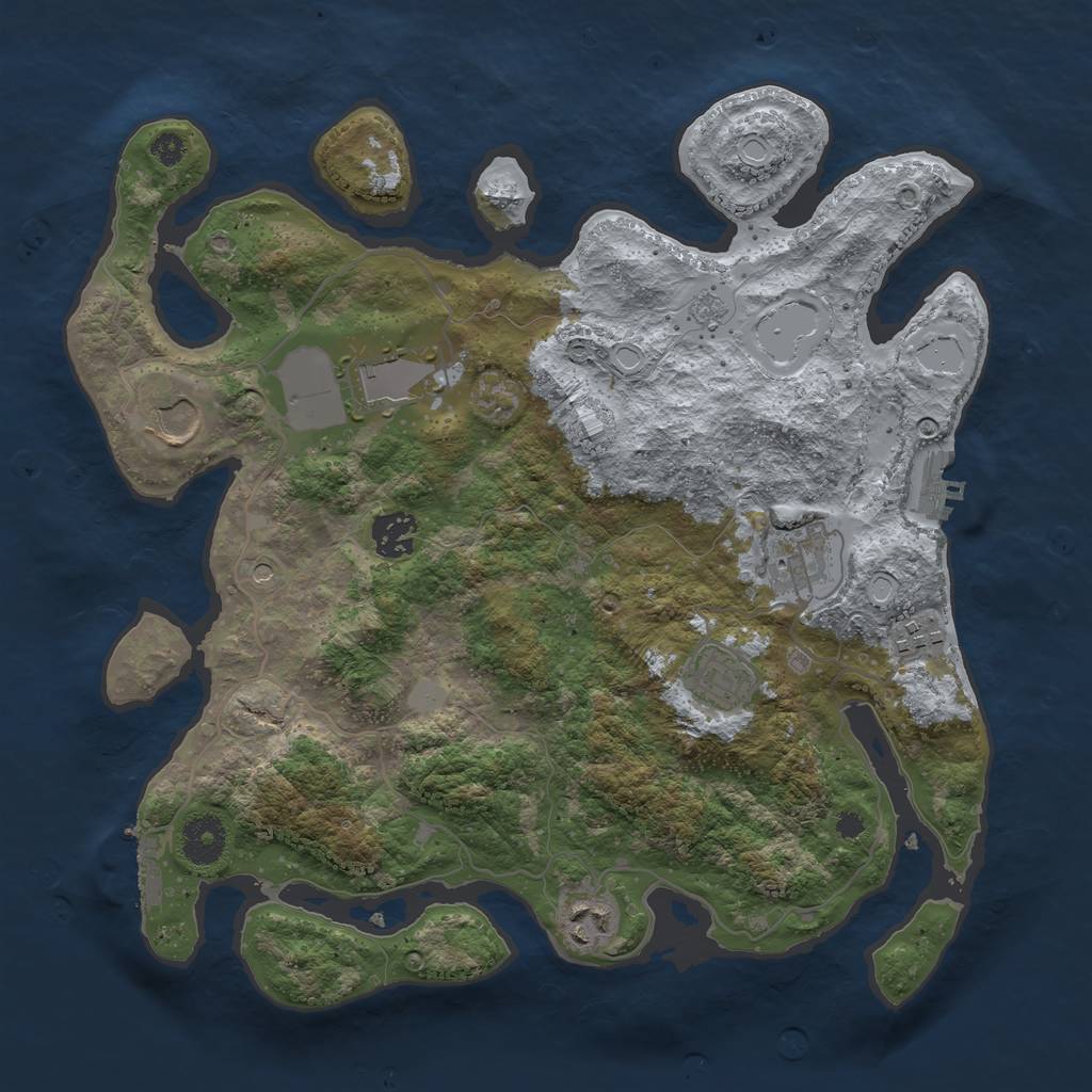 Rust Map: Procedural Map, Size: 3500, Seed: 892138596, 16 Monuments