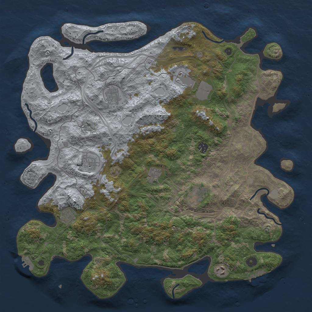 Rust Map: Procedural Map, Size: 4500, Seed: 13273232, 18 Monuments