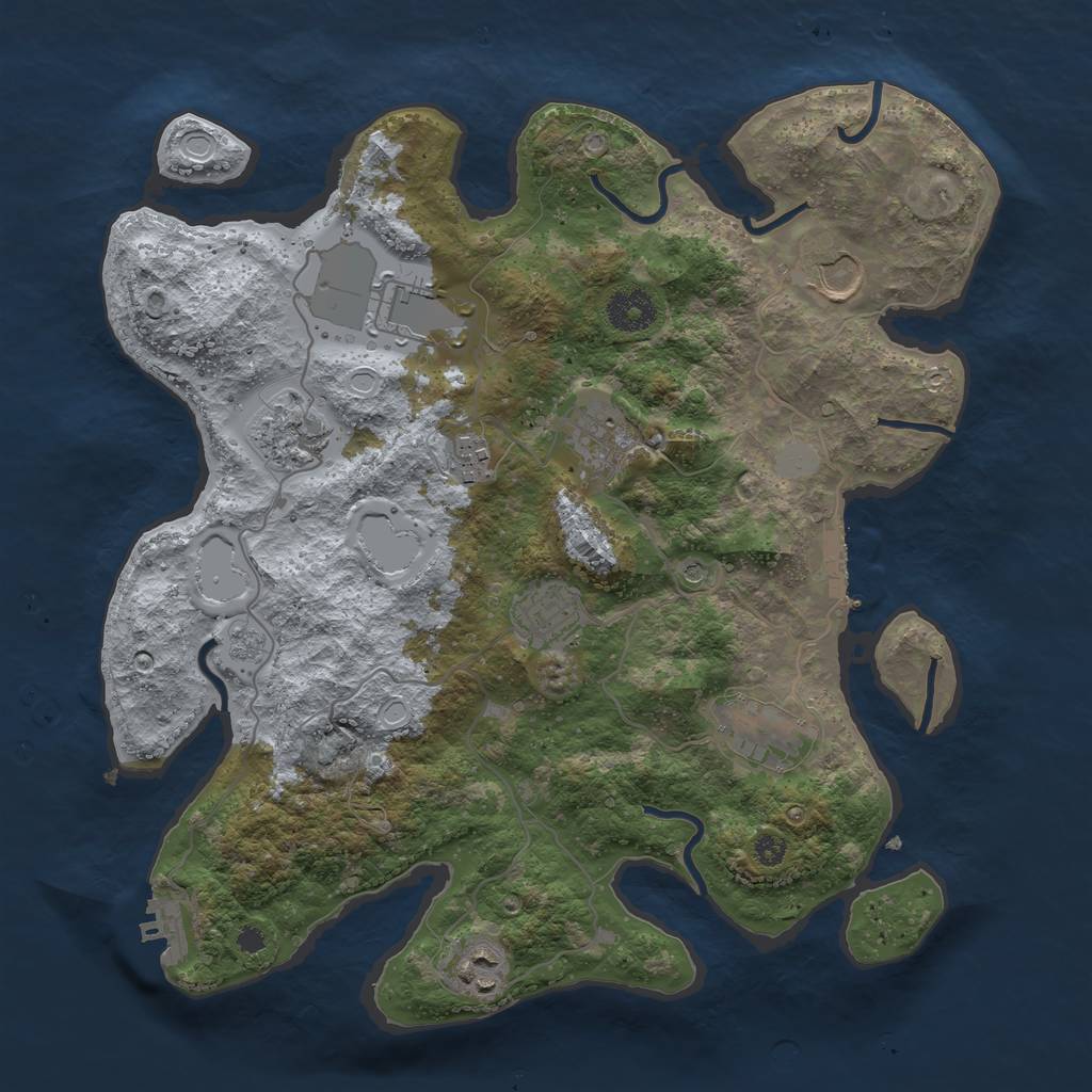 Rust Map: Procedural Map, Size: 3500, Seed: 30122053, 17 Monuments