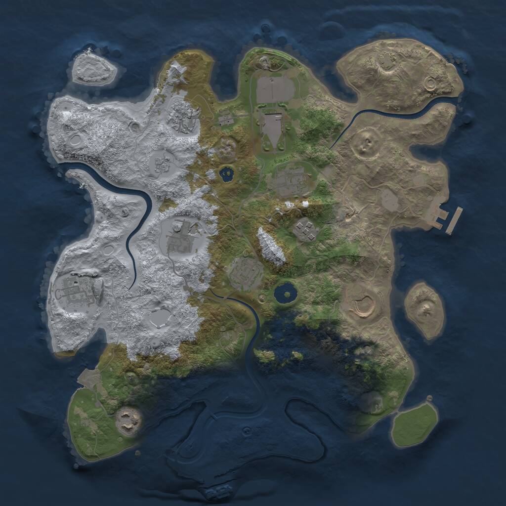 Rust Map: Procedural Map, Size: 3500, Seed: 30122053, 15 Monuments