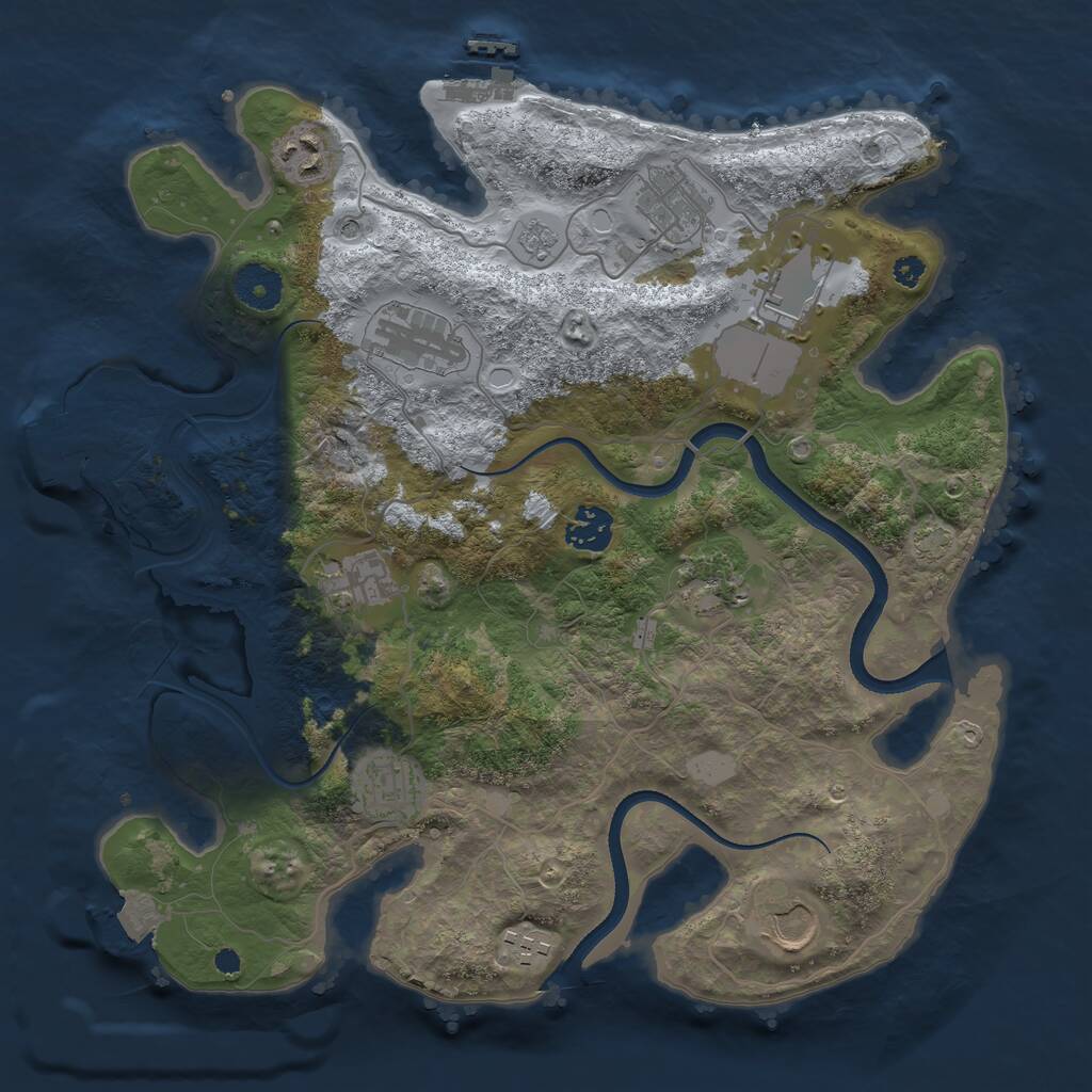 Rust Map: Procedural Map, Size: 3500, Seed: 26178933, 16 Monuments