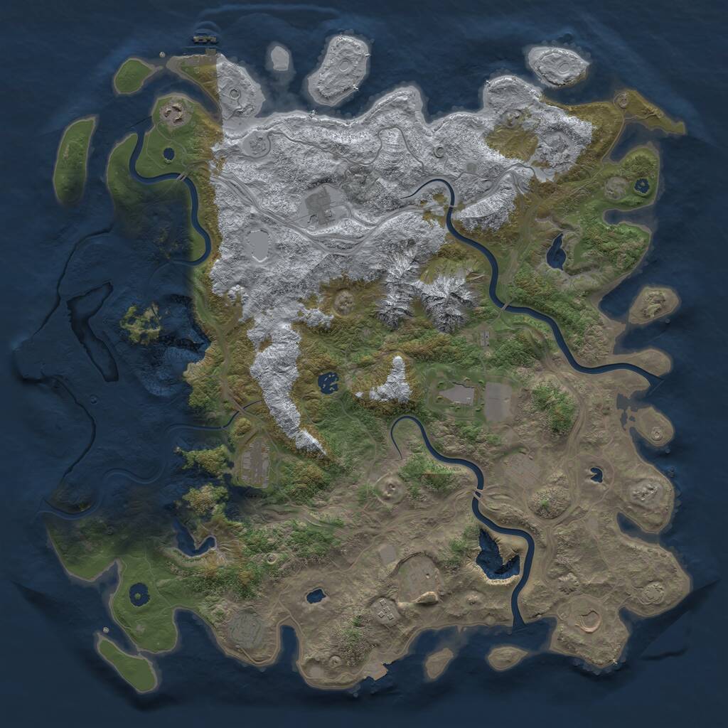 Rust Map: Procedural Map, Size: 5000, Seed: 23937, 17 Monuments