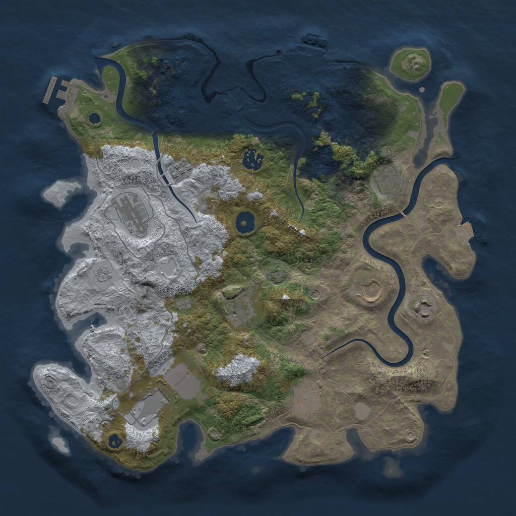 Rust Map: Procedural Map, Size: 3700, Seed: 1691298595, 15 Monuments