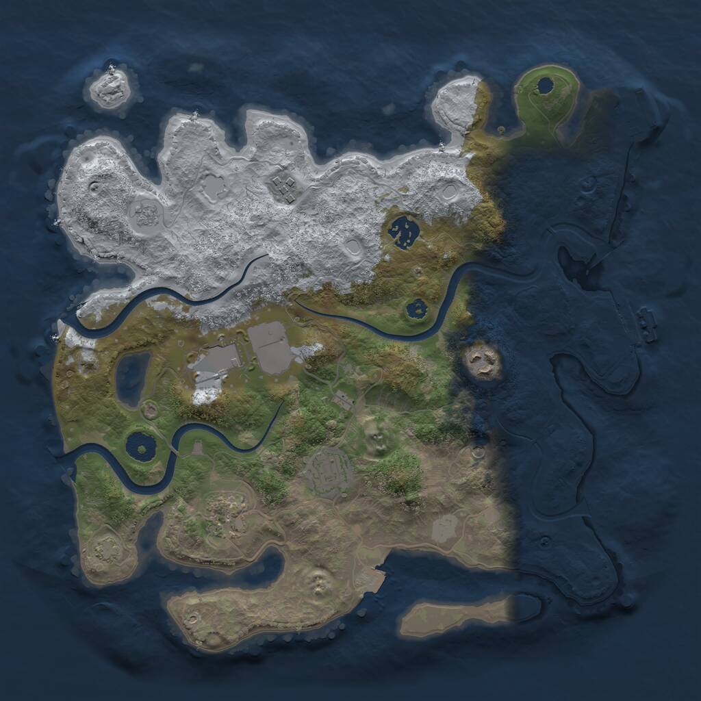 Rust Map: Procedural Map, Size: 3500, Seed: 13213123, 12 Monuments