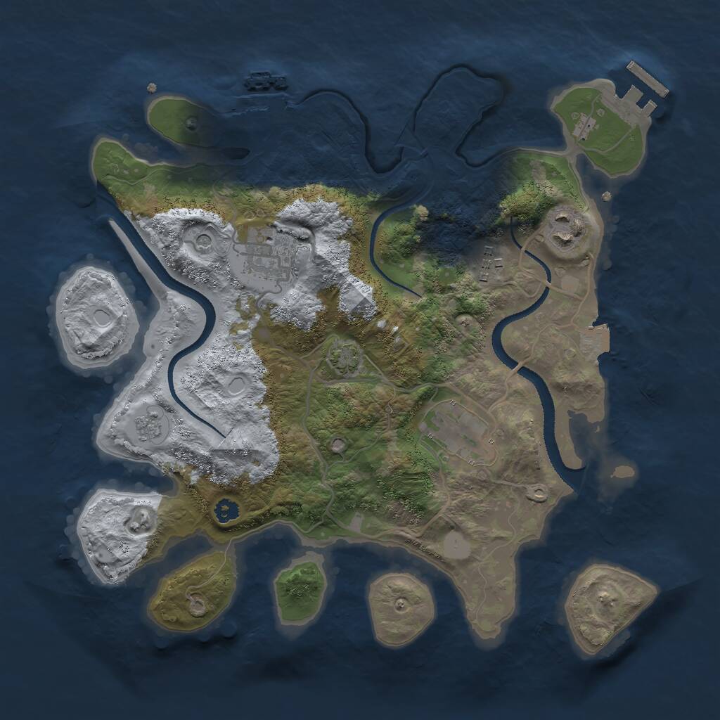 Rust Map: Procedural Map, Size: 3000, Seed: 9581406, 10 Monuments