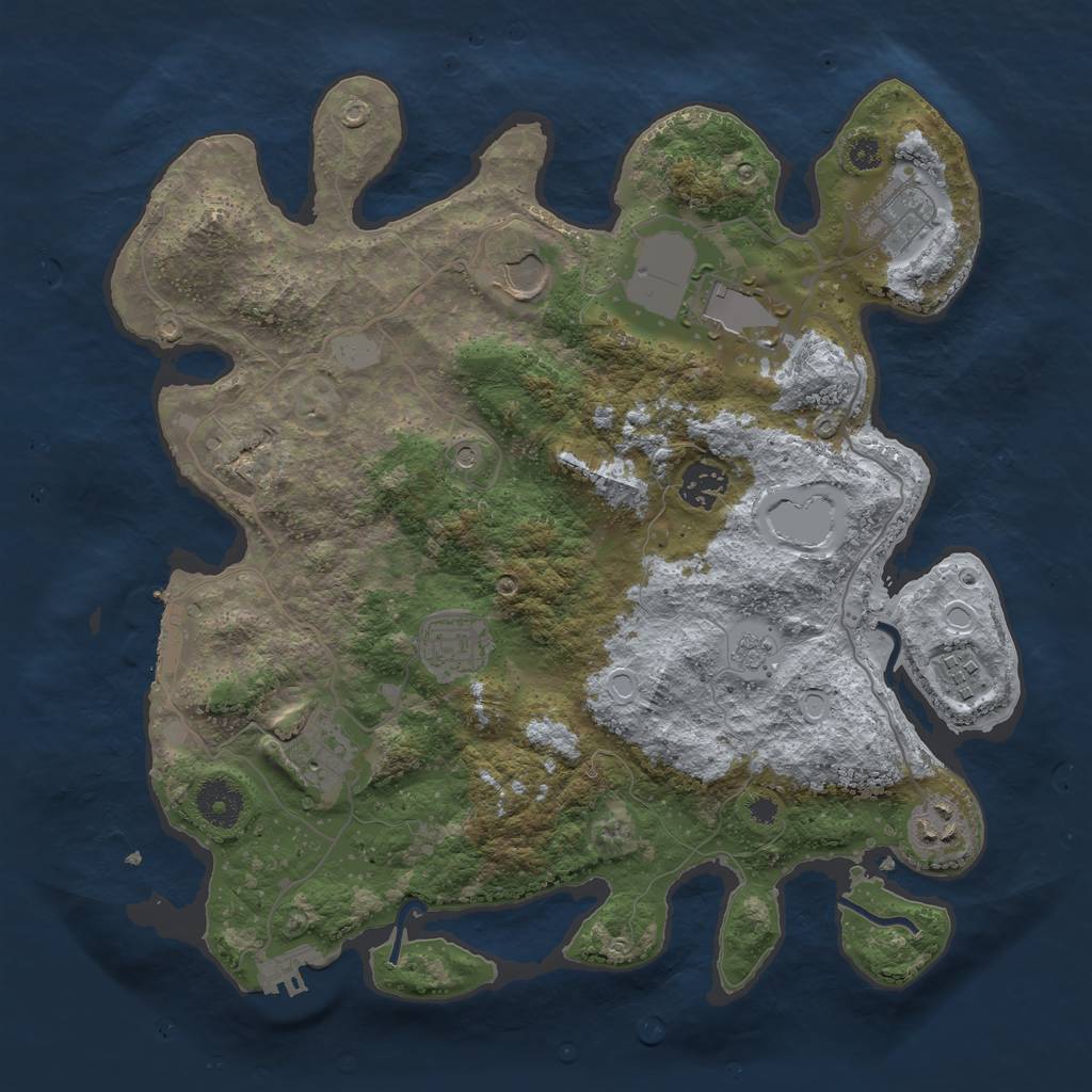 Rust Map: Procedural Map, Size: 3500, Seed: 2133, 17 Monuments