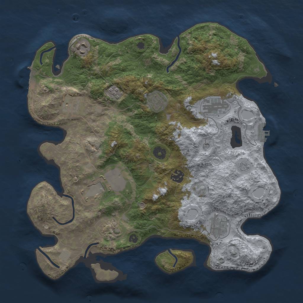 Rust Map: Procedural Map, Size: 3500, Seed: 49722083, 18 Monuments