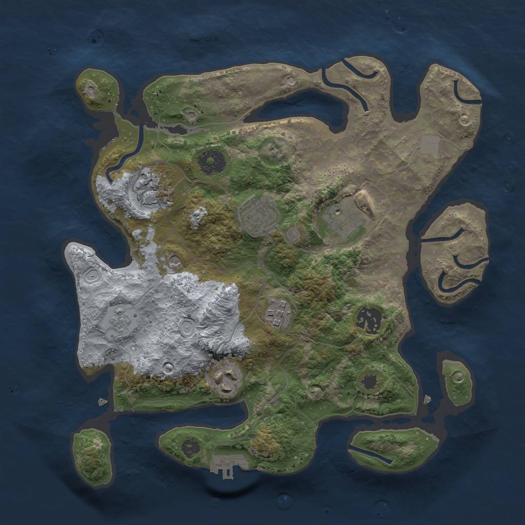 Rust Map: Procedural Map, Size: 3000, Seed: 9057628, 14 Monuments