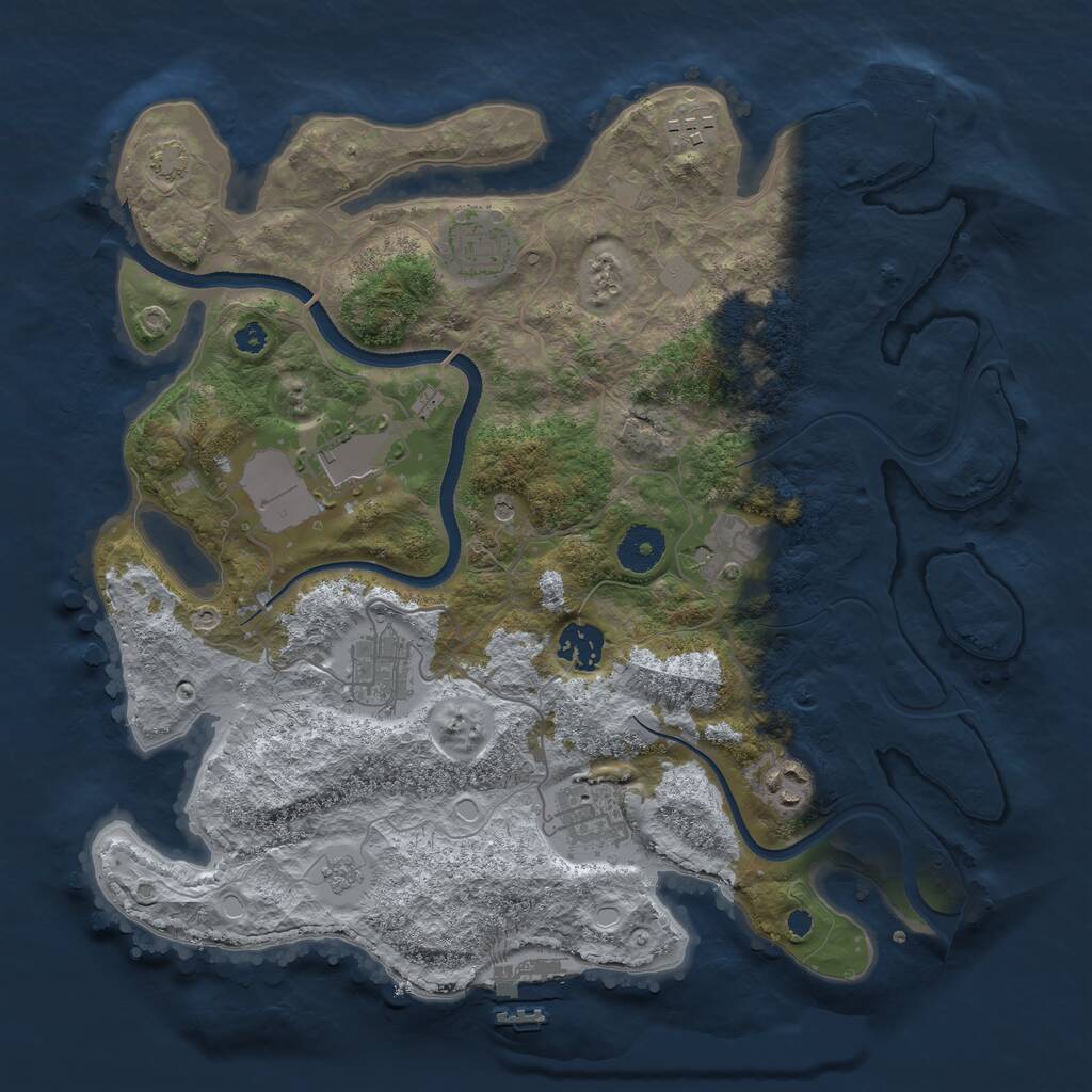 Rust Map: Procedural Map, Size: 3500, Seed: 19416120, 14 Monuments