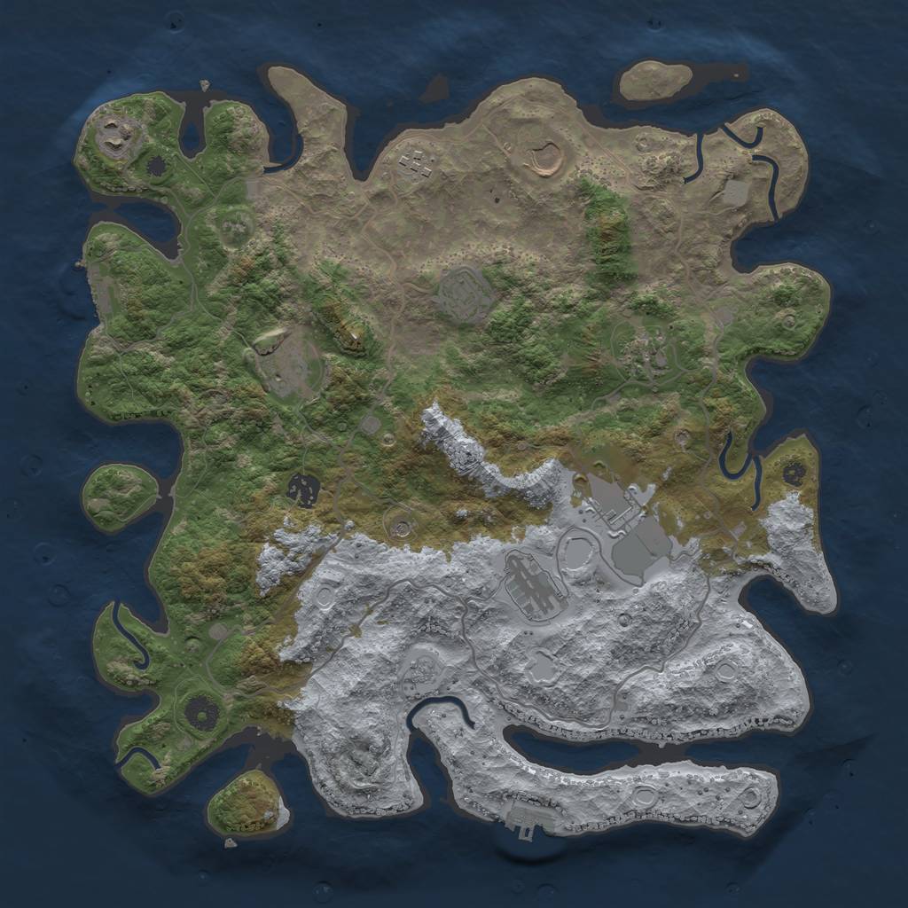 Rust Map: Procedural Map, Size: 4000, Seed: 5543, 18 Monuments