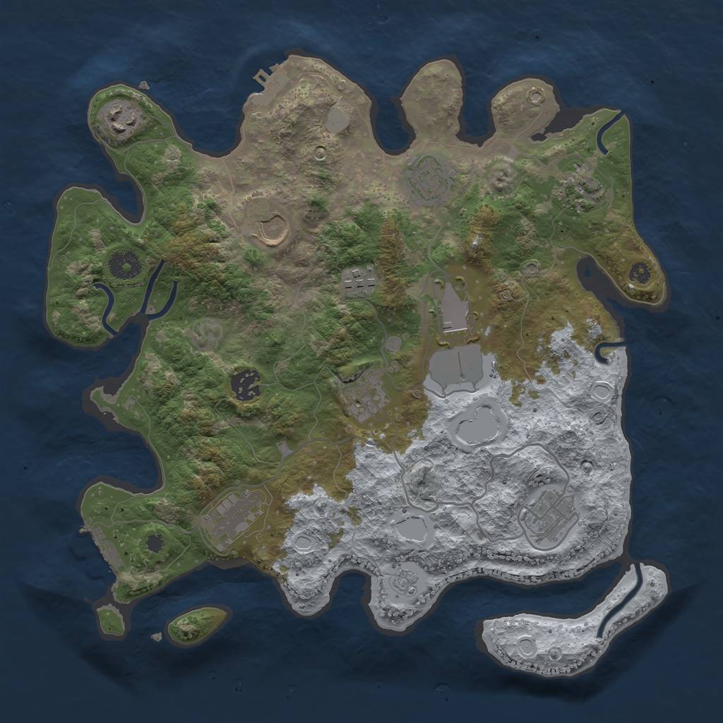 Rust Map: Procedural Map, Size: 3500, Seed: 425071797, 18 Monuments