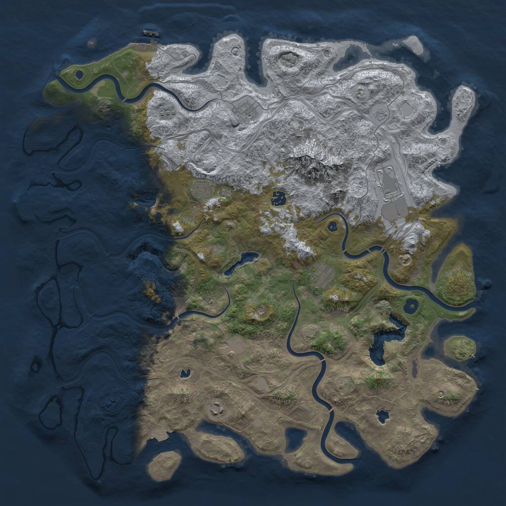 Rust Map: Procedural Map, Size: 5000, Seed: 1247993634, 14 Monuments
