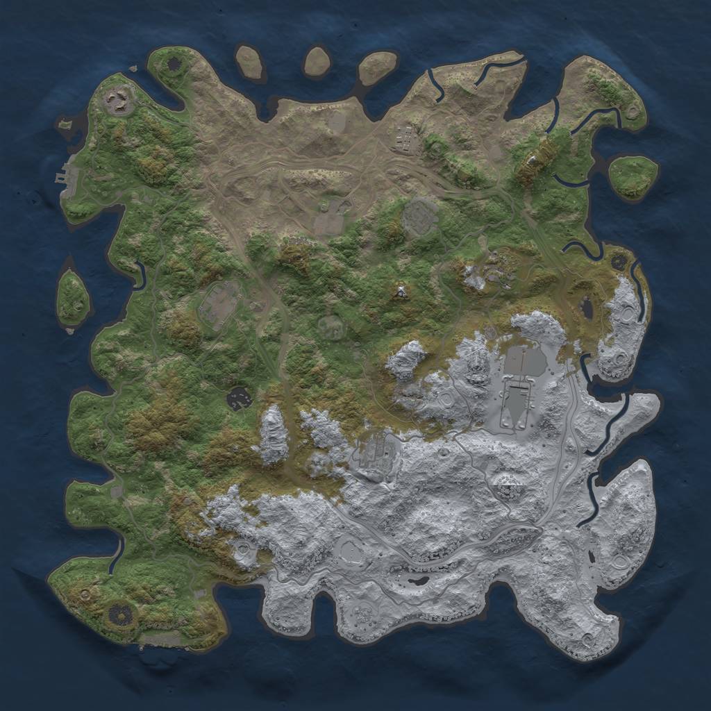Rust Map: Procedural Map, Size: 4500, Seed: 21654984, 18 Monuments