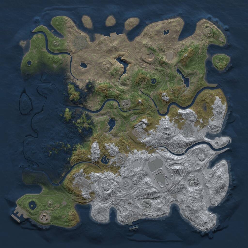 Rust Map: Procedural Map, Size: 4500, Seed: 21654984, 16 Monuments