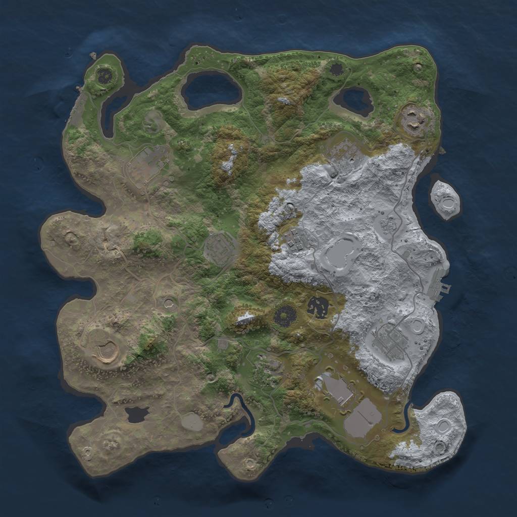 Rust Map: Procedural Map, Size: 3500, Seed: 119355660, 19 Monuments