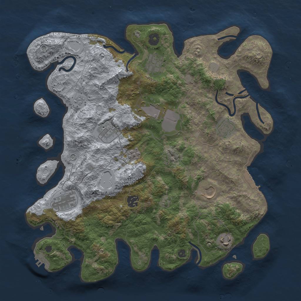 Rust Map: Procedural Map, Size: 3750, Seed: 183969788, 18 Monuments