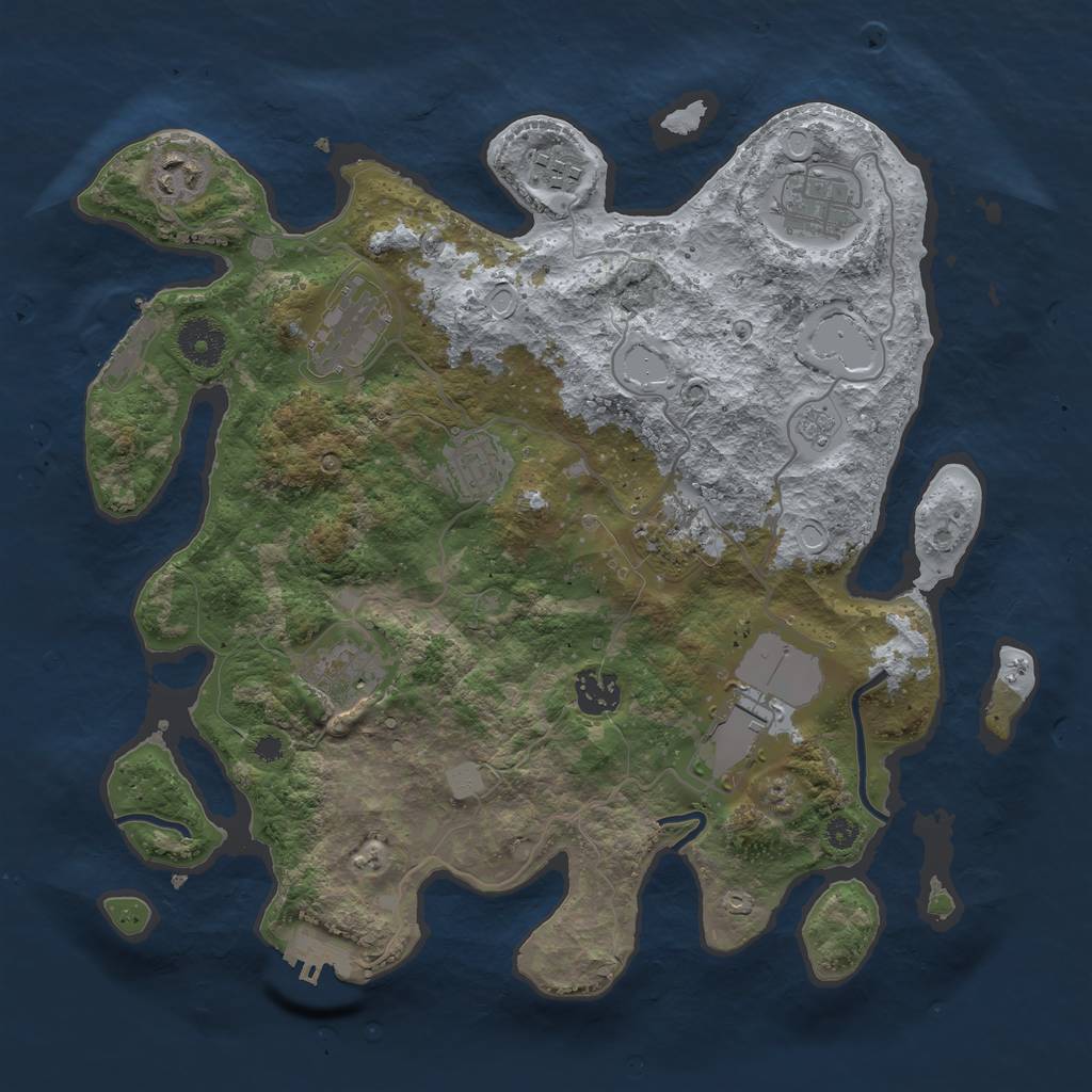 Rust Map: Procedural Map, Size: 3500, Seed: 49718, 17 Monuments