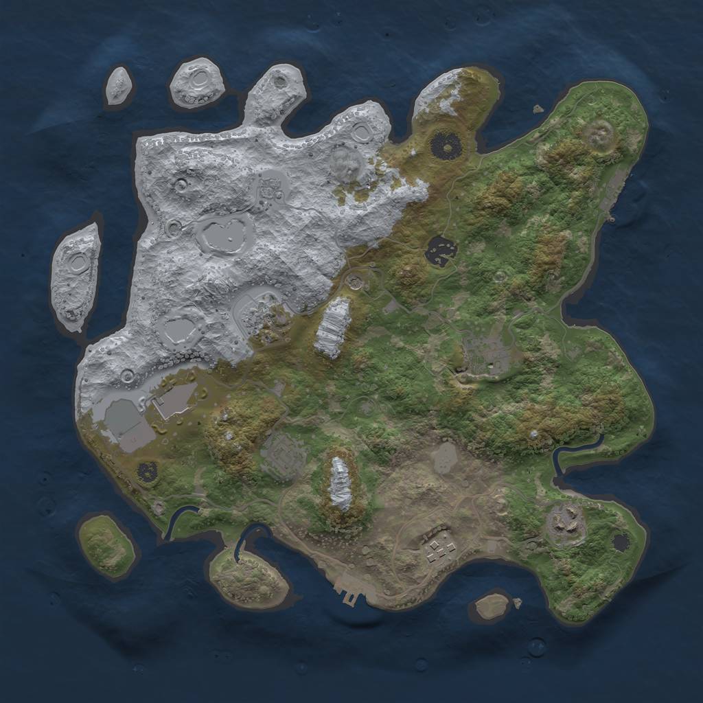 Rust Map: Procedural Map, Size: 3500, Seed: 22152765, 16 Monuments