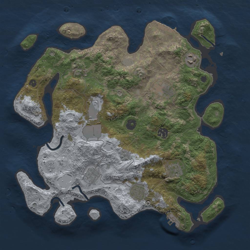 Rust Map: Procedural Map, Size: 3500, Seed: 76575623, 18 Monuments
