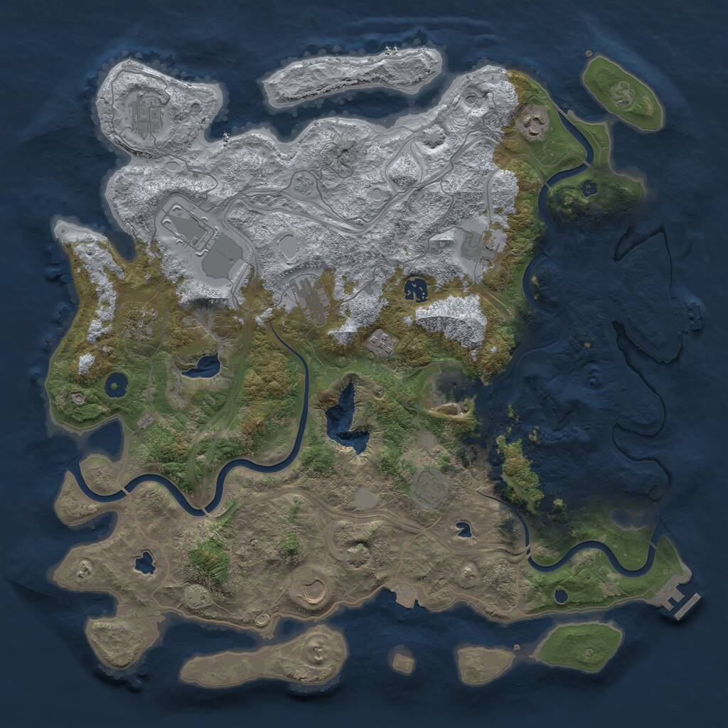 Rust Map: Procedural Map, Size: 4500, Seed: 958439307, 17 Monuments