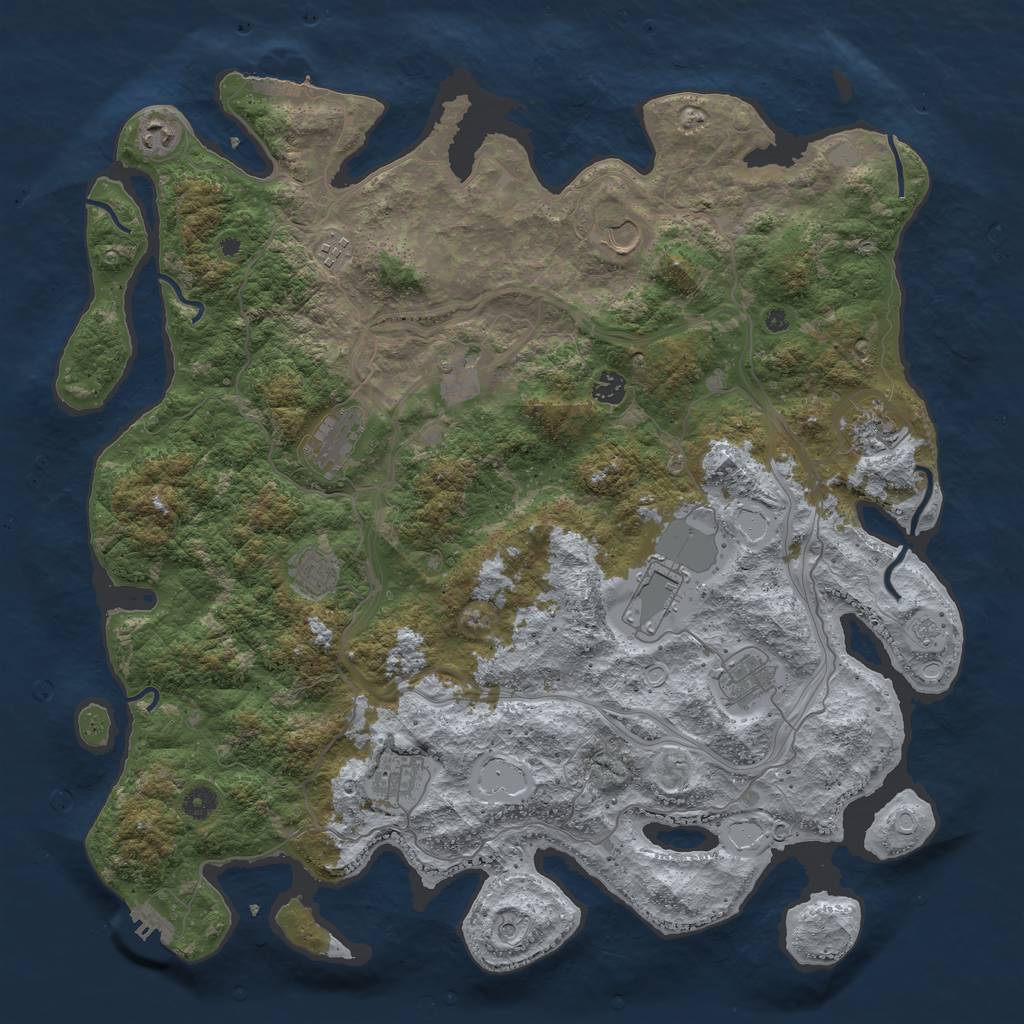 Rust Map: Procedural Map, Size: 4600, Seed: 9191, 20 Monuments