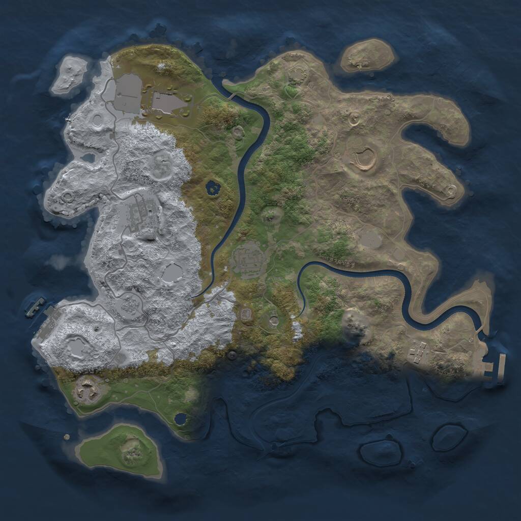 Rust Map: Procedural Map, Size: 3500, Seed: 22112200, 12 Monuments