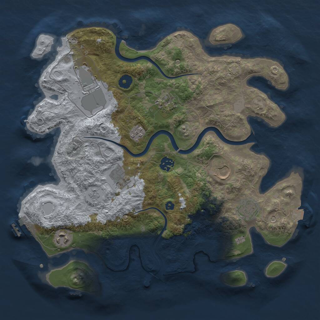 Rust Map: Procedural Map, Size: 3500, Seed: 22112200, 13 Monuments