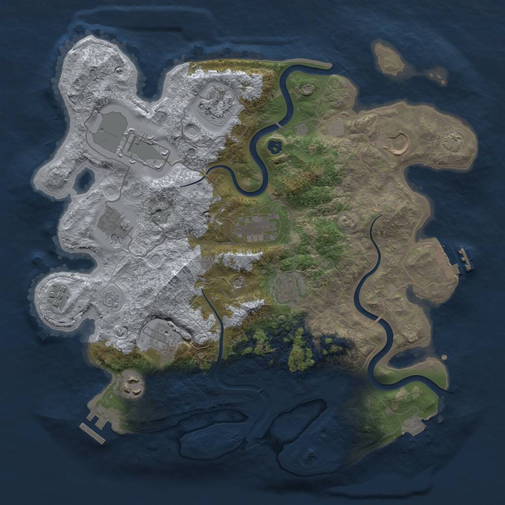 Rust Map: Procedural Map, Size: 3500, Seed: 1547675290, 15 Monuments