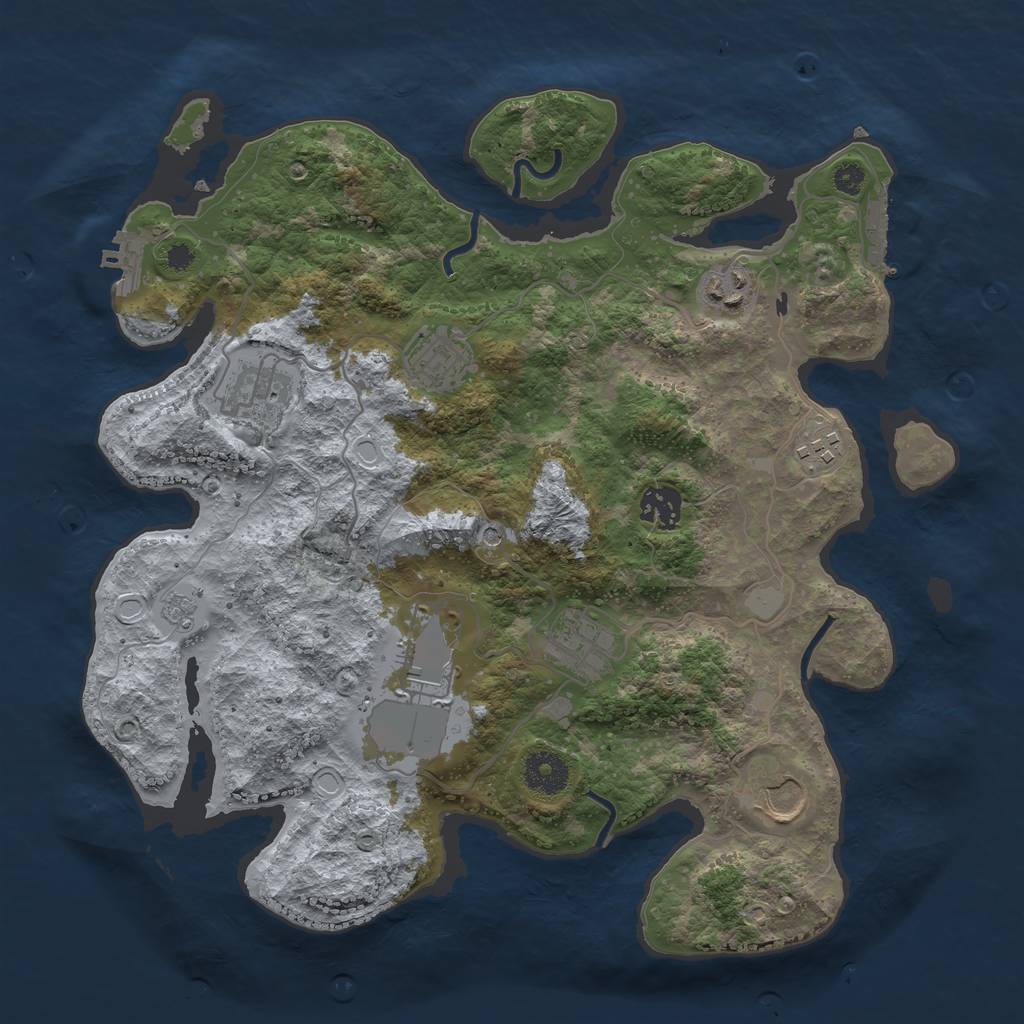 Rust Map: Procedural Map, Size: 3500, Seed: 87532, 17 Monuments