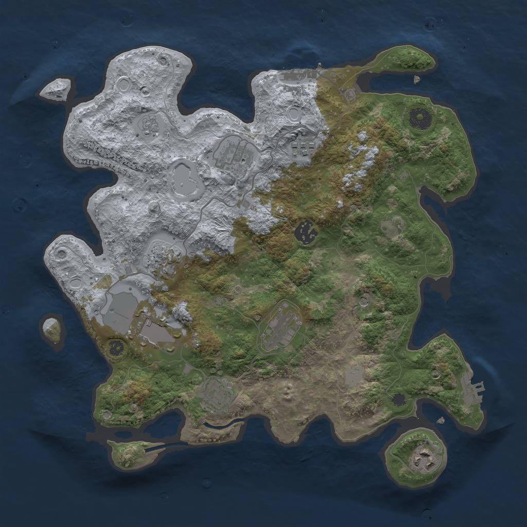 Rust Map: Procedural Map, Size: 3500, Seed: 56049152, 17 Monuments
