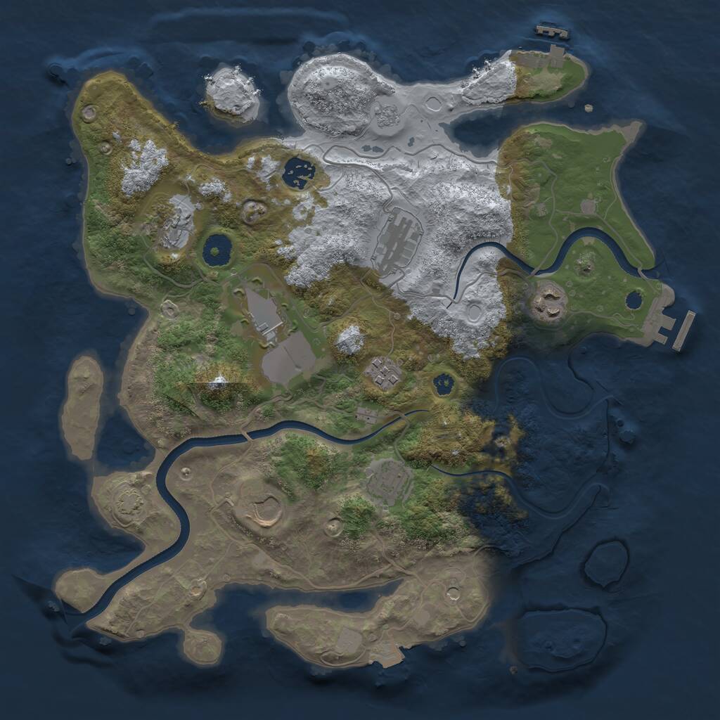 Rust Map: Procedural Map, Size: 3500, Seed: 70475347, 14 Monuments