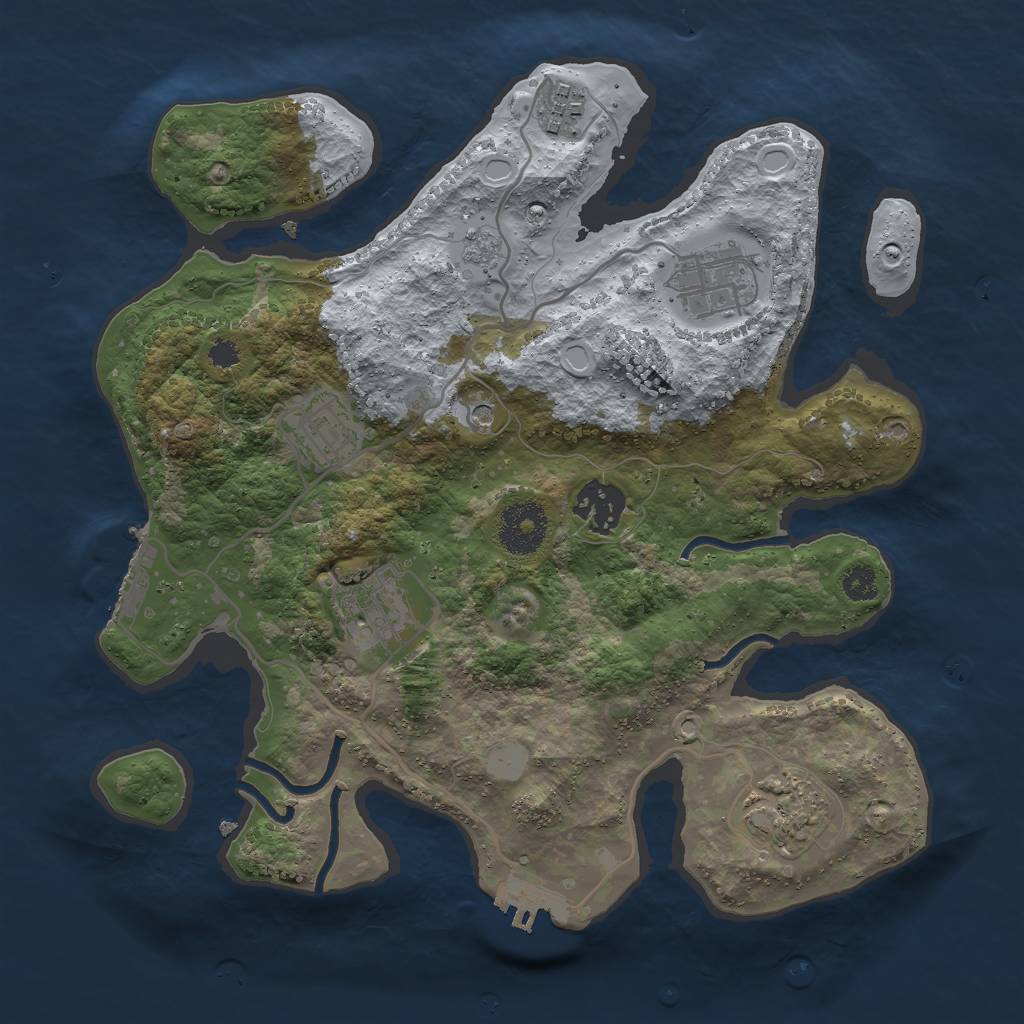 Rust Map: Procedural Map, Size: 3000, Seed: 1623267, 15 Monuments