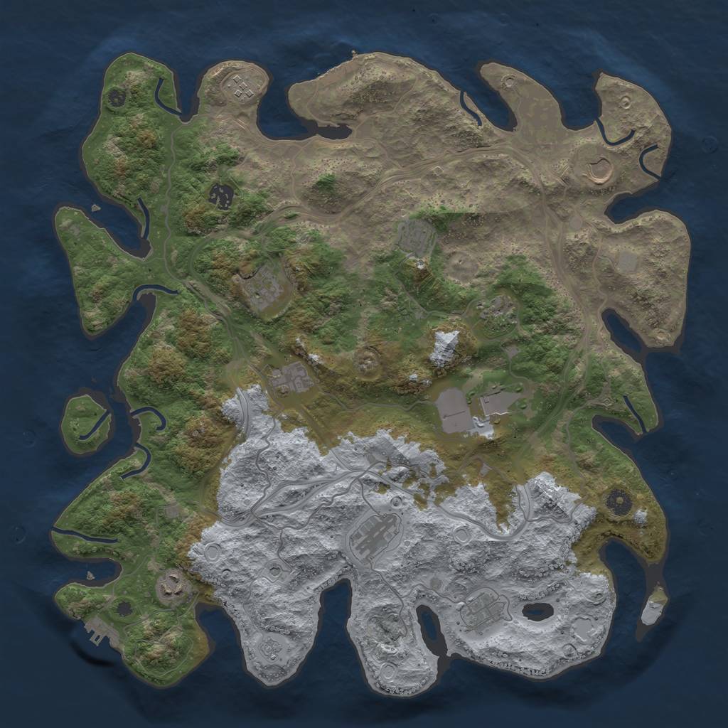 Rust Map: Procedural Map, Size: 4250, Seed: 1071270272, 20 Monuments