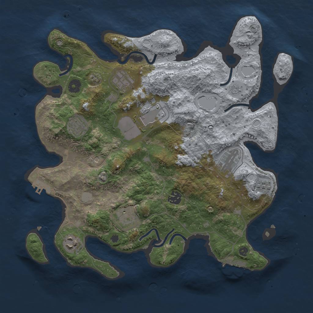Rust Map: Procedural Map, Size: 3500, Seed: 683540008, 17 Monuments