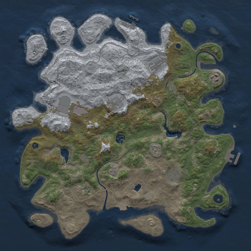 Rust Map: Procedural Map, Size: 4000, Seed: 38952612, 14 Monuments