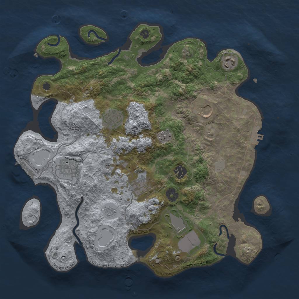 Rust Map: Procedural Map, Size: 3500, Seed: 67745730, 17 Monuments