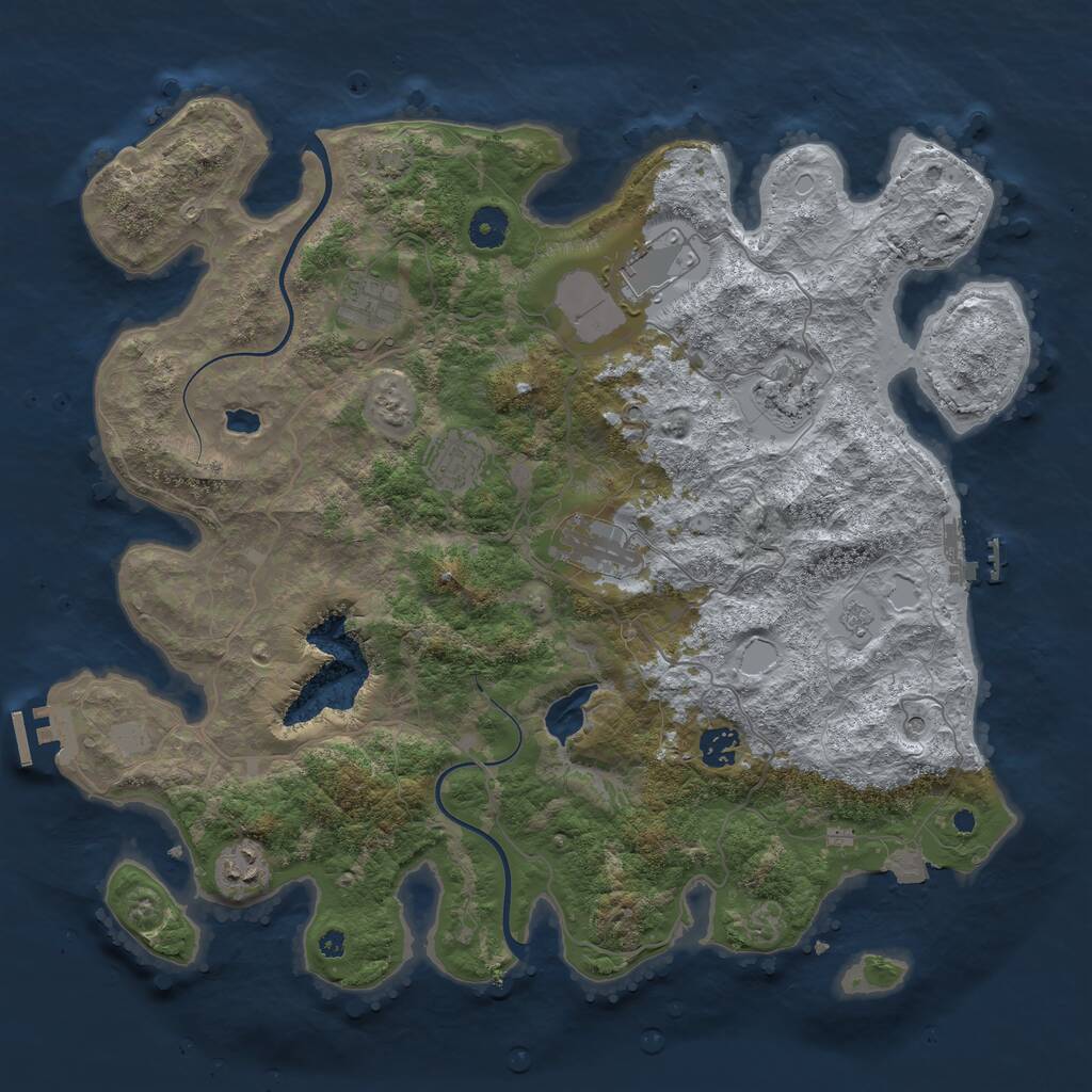 Rust Map: Procedural Map, Size: 4000, Seed: 231211741, 13 Monuments