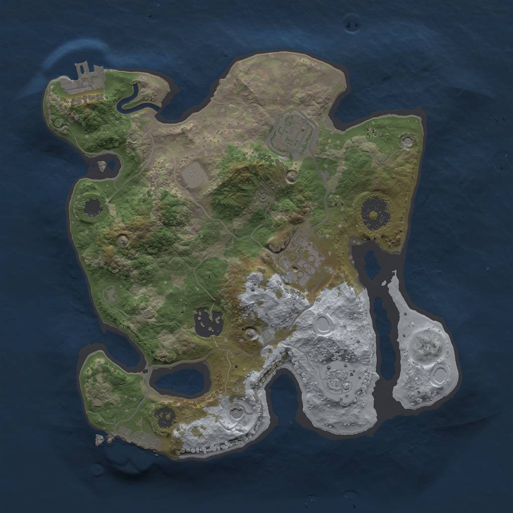Rust Map: Procedural Map, Size: 2500, Seed: 25025, 12 Monuments