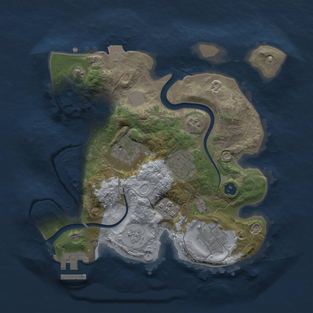 Rust Map: Procedural Map, Size: 2500, Seed: 722357028, 7 Monuments