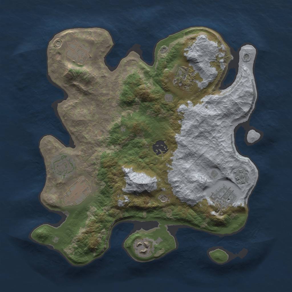 Rust Map: Barren, Size: 3000, Seed: 7884, 11 Monuments